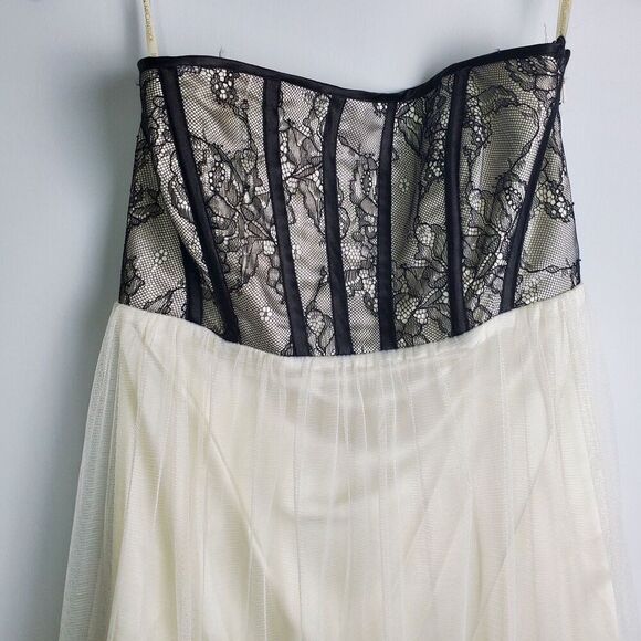Vintage Jessica McClintock Gunne Sax Strapless Lace Tulle Mini Dress Size 3 - Picture 3 of 10